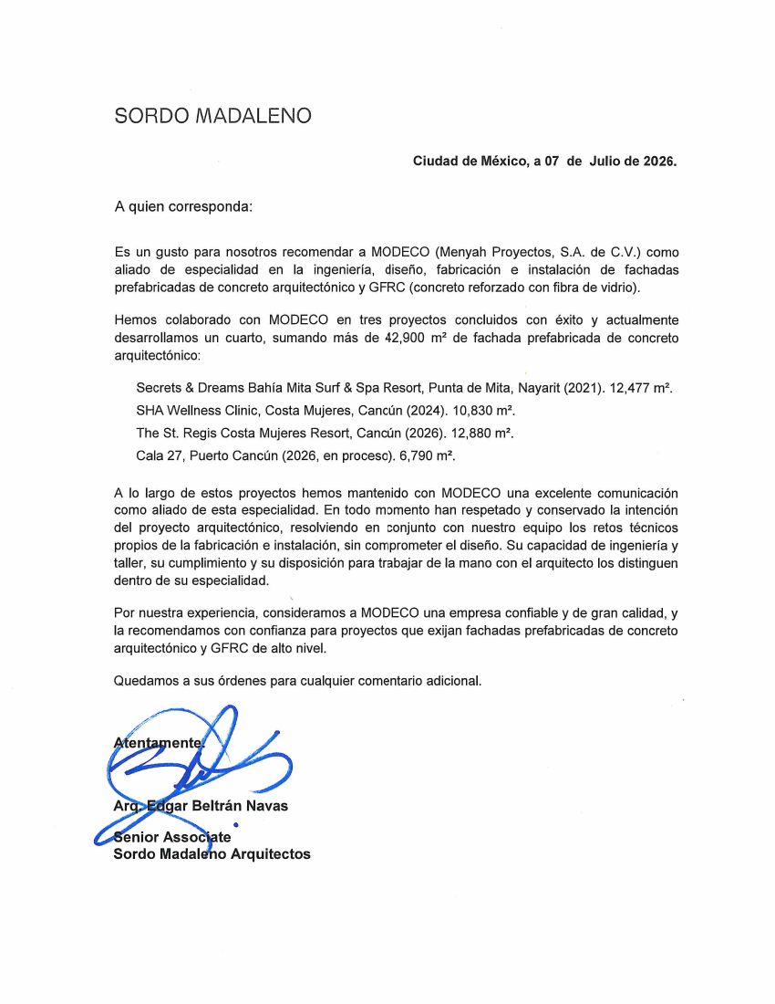 Primera página de la carta de Sordo Madaleno