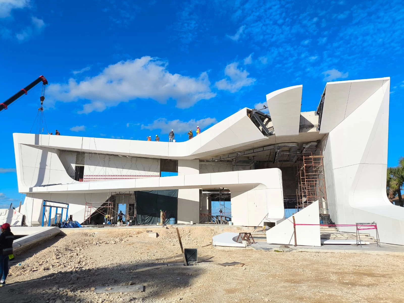 Overall view of facade progress at Dawn Villa