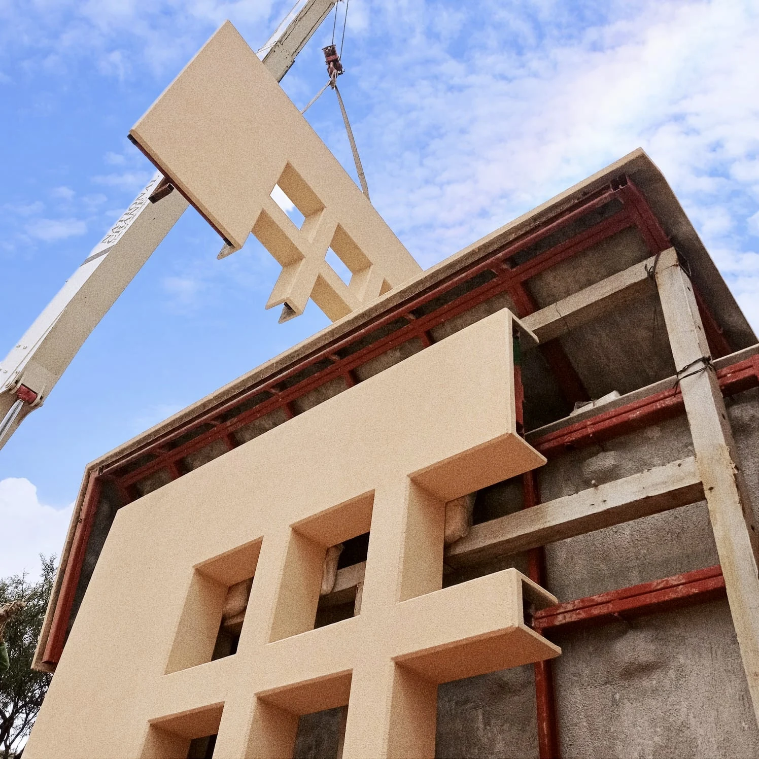 Positioning a precast component at height